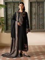 Black Embroidered 3-Piece Lawn Suit for Women