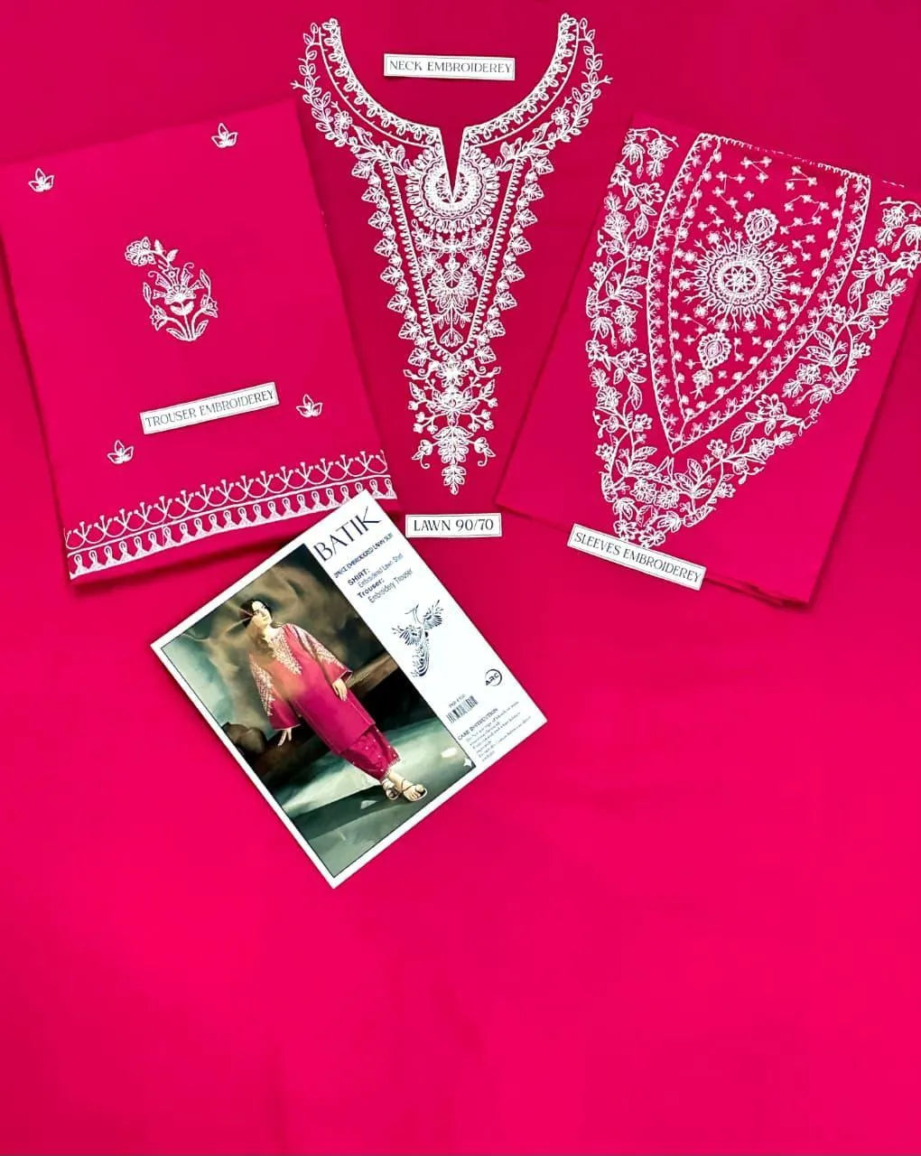 Women's Pink Embroidered Lawn Suit for Weddings and Eid