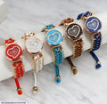 Women's Heart-Shaped Bracelet Watch Red White Blue Brown Turquoise
