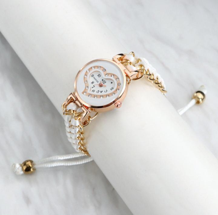 Women's Heart-Shaped Bracelet Watch Red White Blue Brown Turquoise