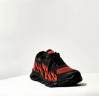 Men's Black Red Flame Running Sneakers with Laces