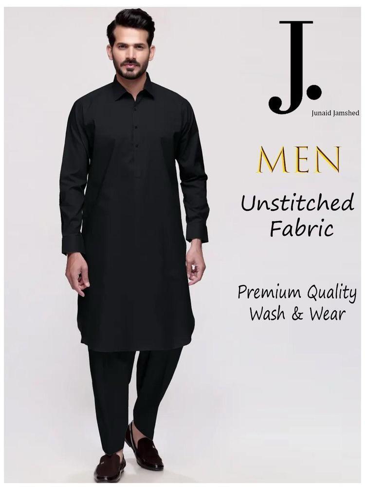Men Unstitched Black Wash & Wear Fabric Junaid Jamshed