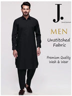 Men Unstitched Black Wash & Wear Fabric Junaid Jamshed