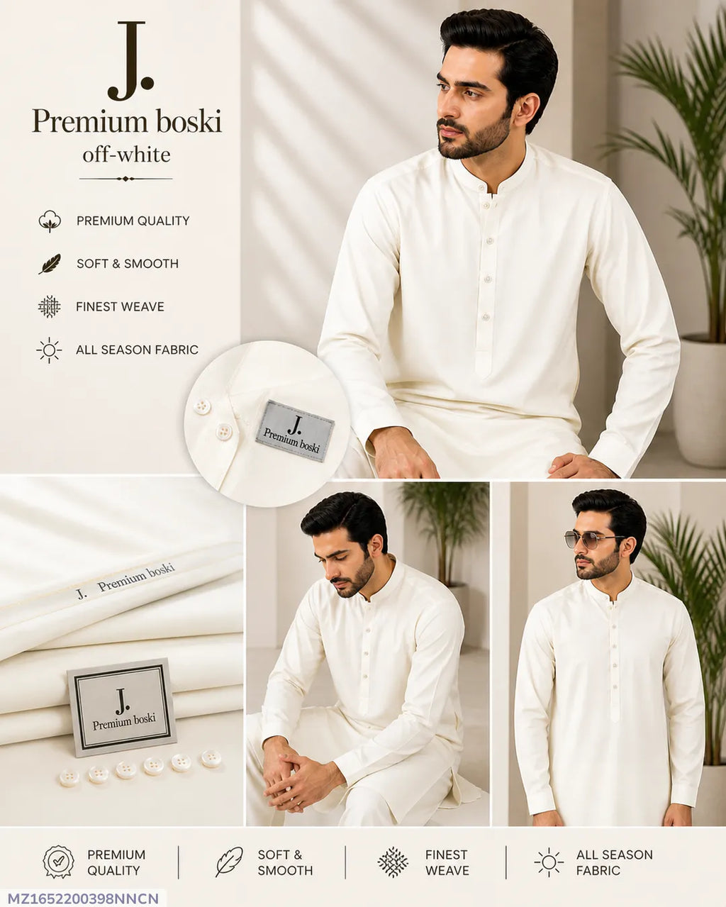 Premium Boski Off White Men Suit All Season
