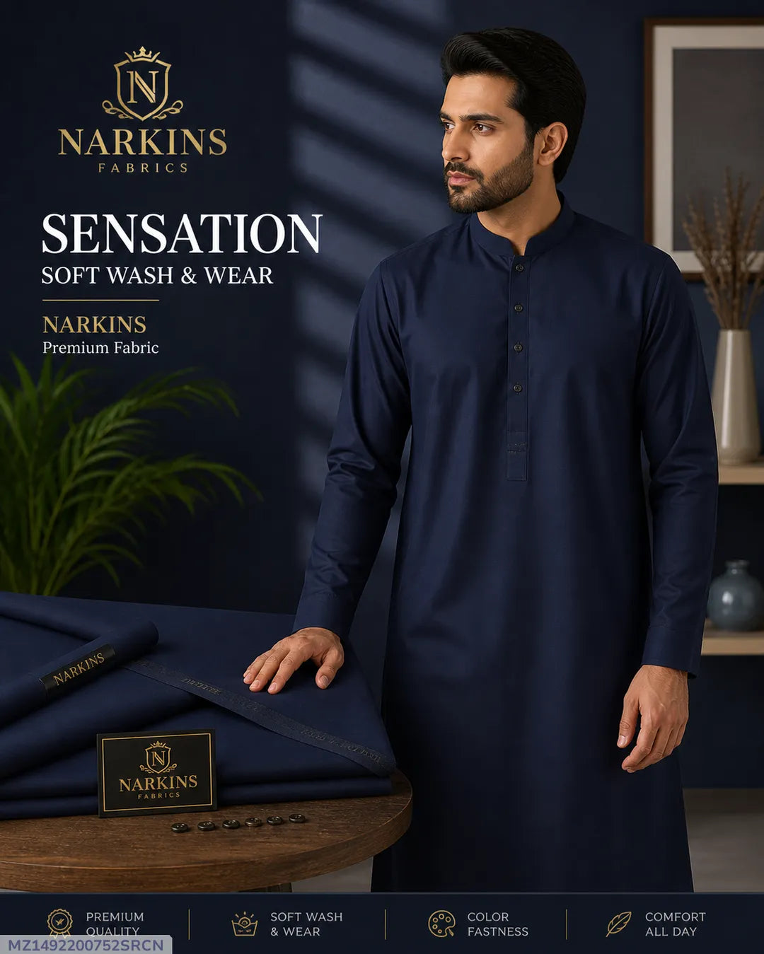 Narines Soft Wash Wear Blue Suit All Season