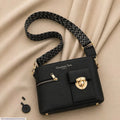 Black Leather Shoulder Bag for Women