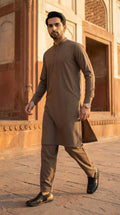 Brown Wash & Wear Men's Suit Unstitched