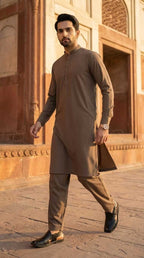 Brown Wash & Wear Men's Suit Unstitched