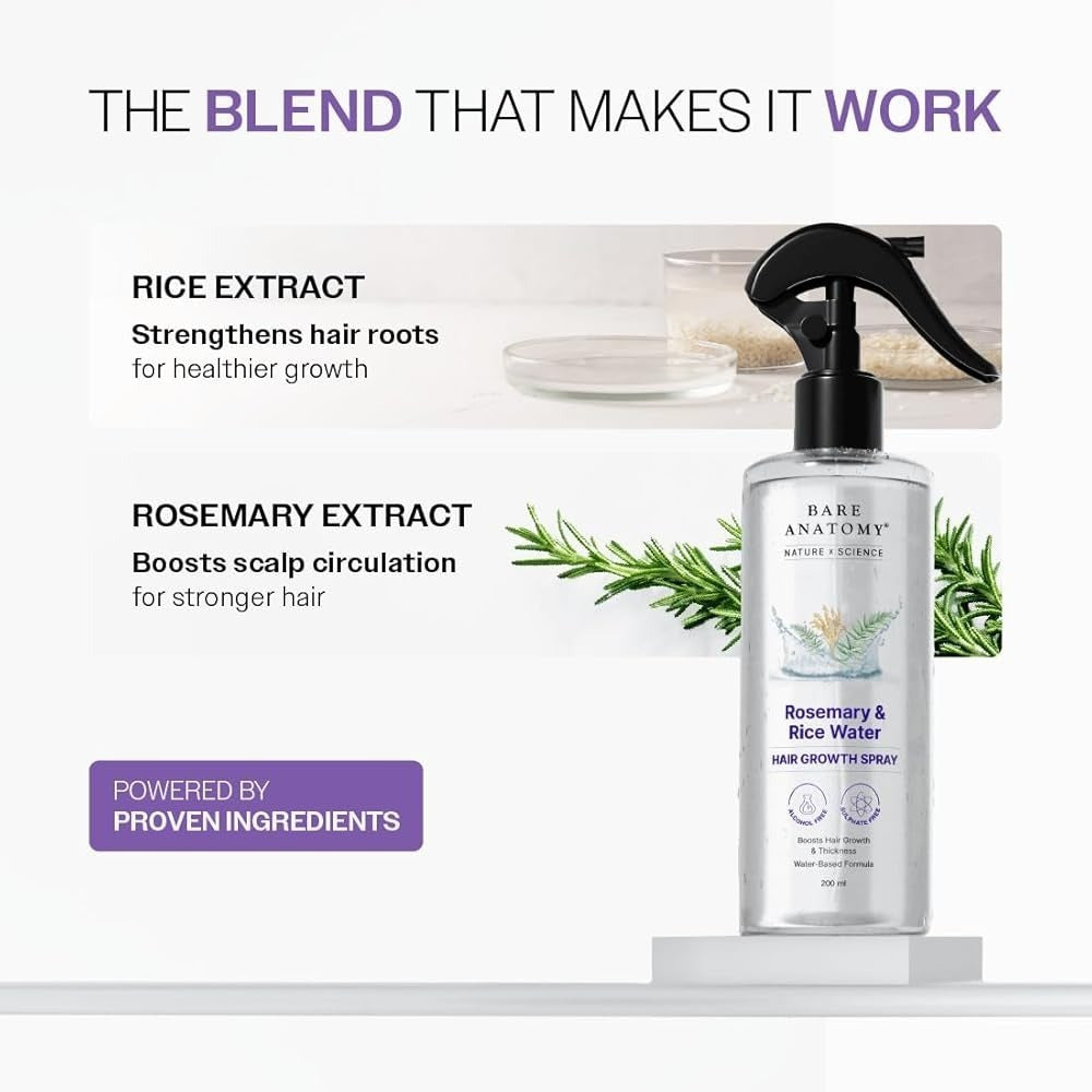Bare Anatomy Rosemary & Rice Water Hair Growth Spray – 200ml