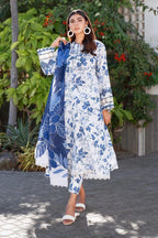 Blue Floral Lawn 3-Piece Kurta Set