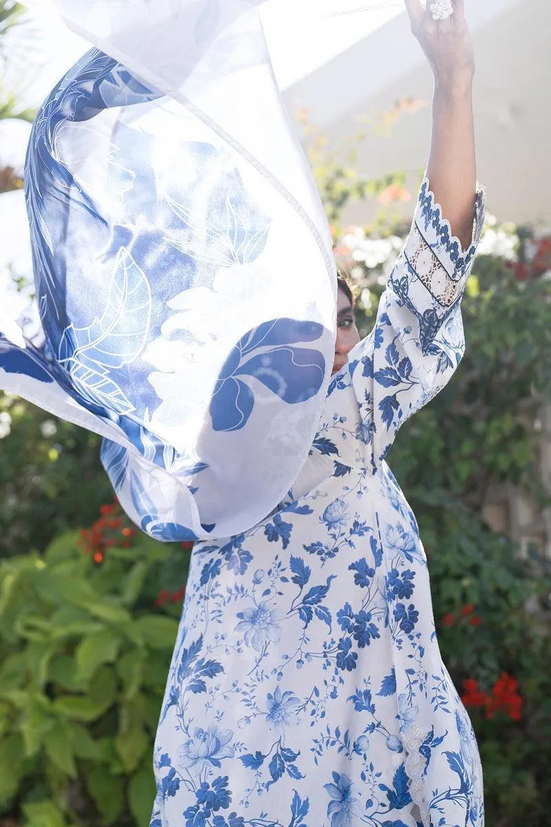 Blue Floral Lawn 3-Piece Kurta Set