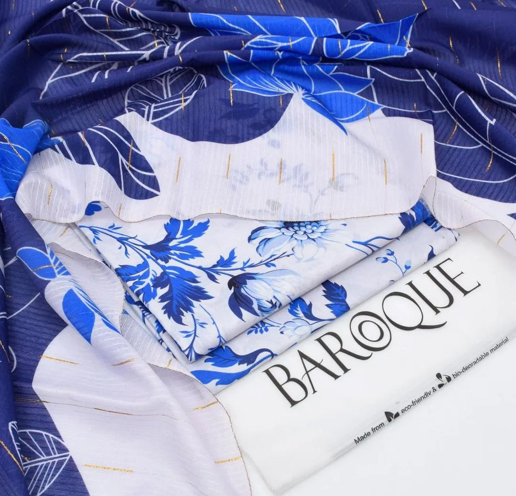 Blue Floral Lawn 3-Piece Kurta Set