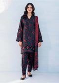 Lawn 3 piece Embroidered Red Black Suit
