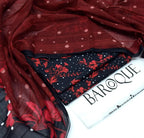 Lawn 3 piece Embroidered Red Black Suit