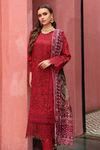 Red Embroidered Lawn 3Pcs Set for Women