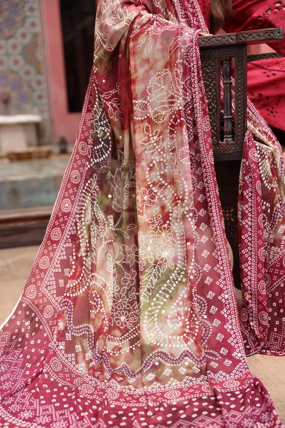 Red Embroidered Lawn 3Pcs Set for Women