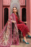 Red Embroidered Lawn 3Pcs Set for Women