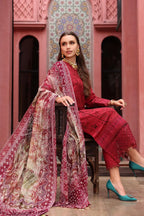 Red Embroidered Lawn 3Pcs Set for Women