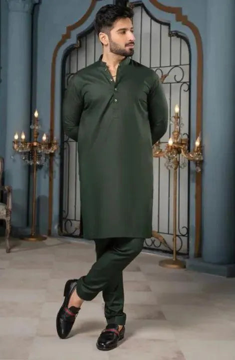 Men's Stitched  Green Kurta Pajama