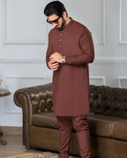 Men's Brown Wash & Wear Shalwar Kameez