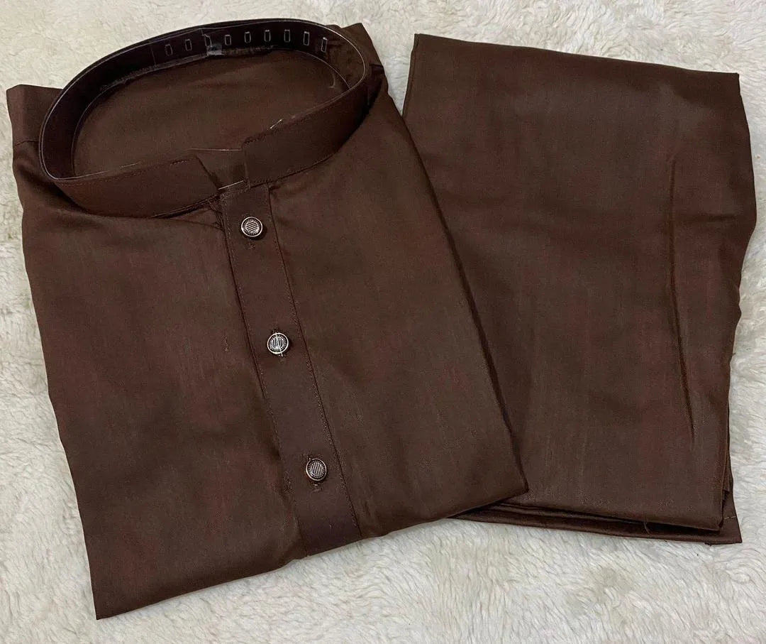 Men's Brown Wash & Wear Shalwar Kameez
