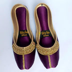 Women Purple Embroidered Khussa Shoes