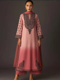 Peach Printed Shamoz Silk 3-Piece Suit for Women