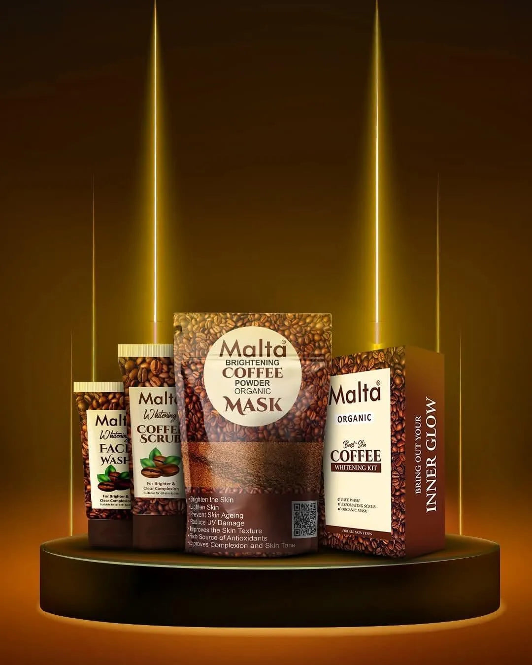 Malta Coffee Whitening Facial Kit 3 Pcs All Skin Types