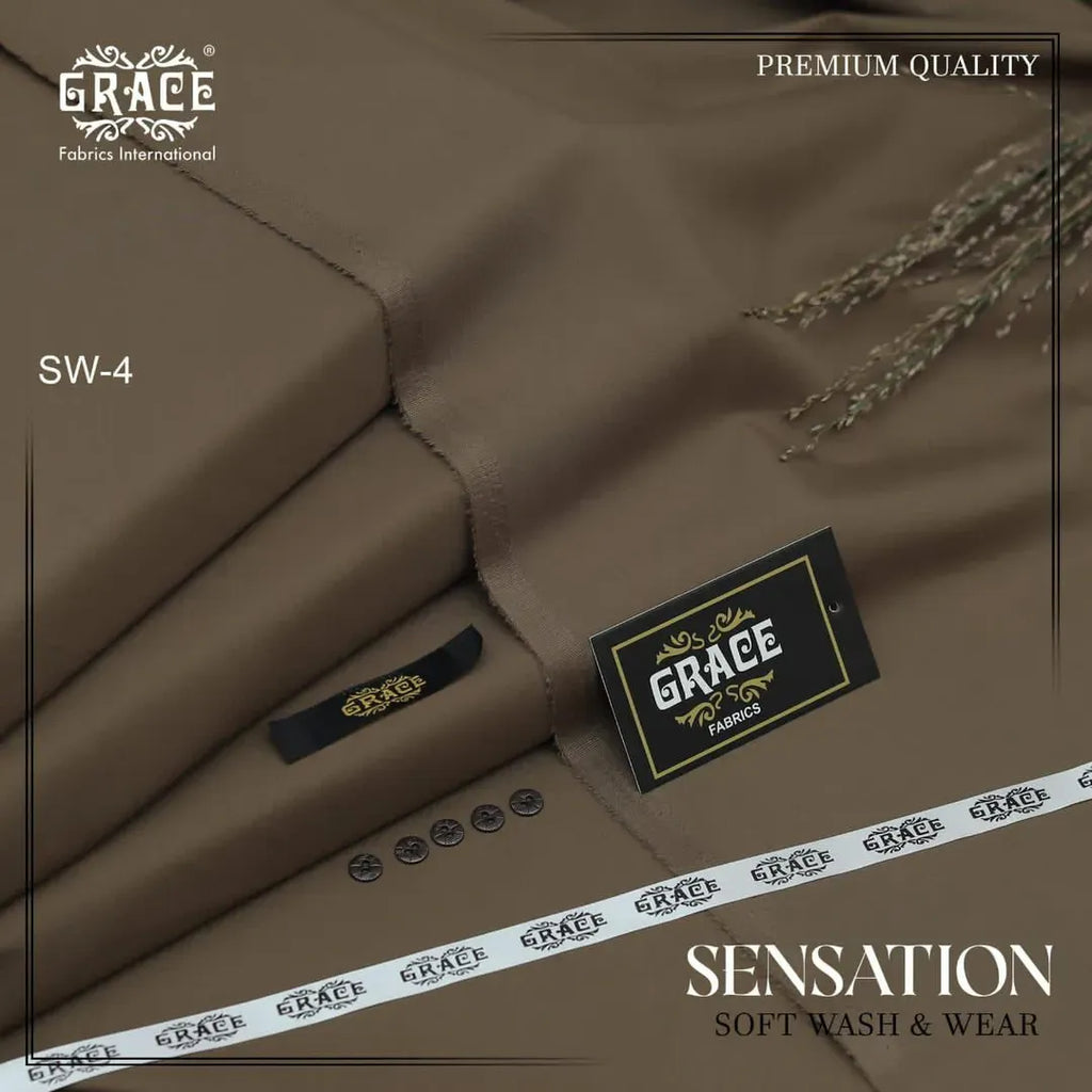 Brown Wash & Wear Men's Suit Unstitched