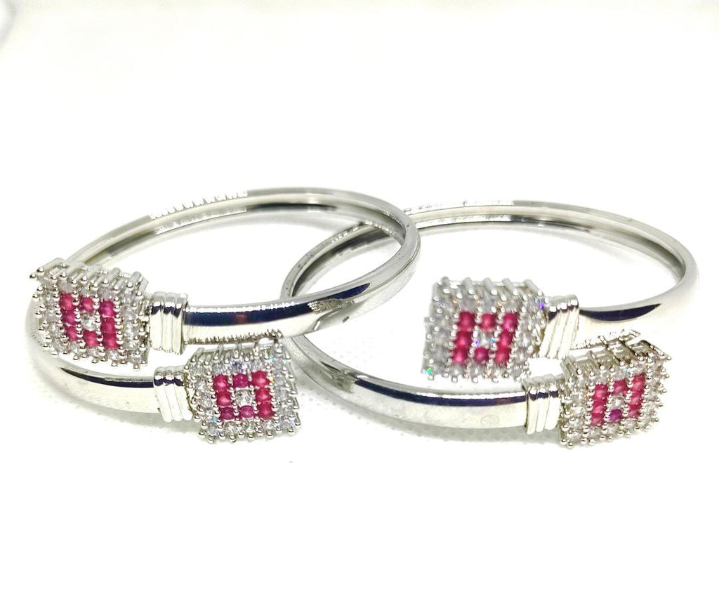 2 Pcs Kara Bangle Set Red Black White Alloy Wedding Party Jewelry