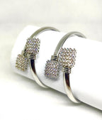 2 Pcs Kara Bangle Set Red Black White Alloy Wedding Party Jewelry