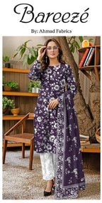 Purple Digital Print Lawn 3Pcs Set for Women