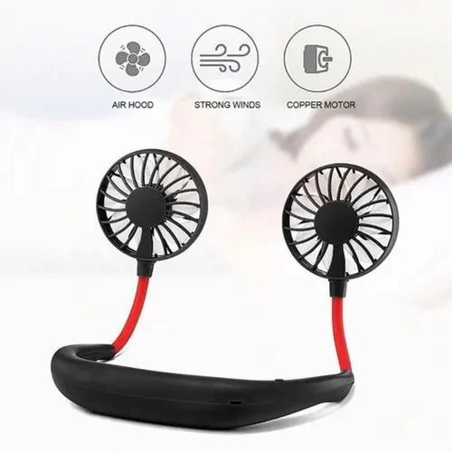 Mini USB Rechargeable Neck Fan, 3 Mode , 7 Wings (Random Colors)